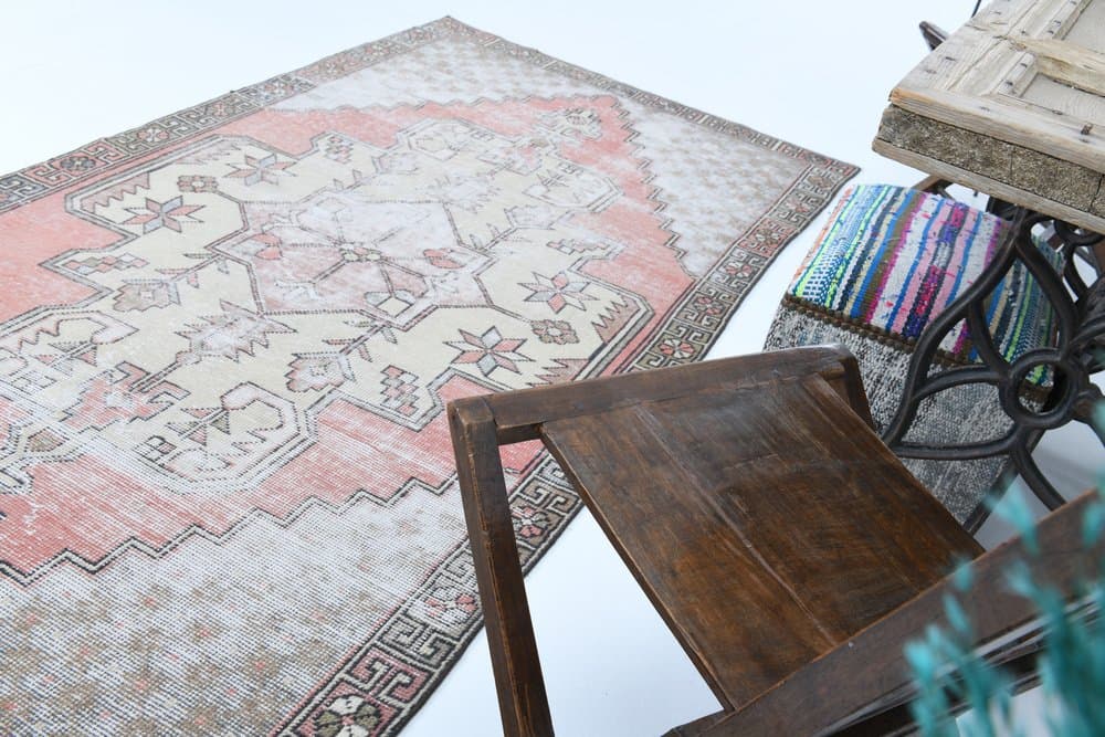 Dywan 267x129 cm, beżowy, czerwony, wełna, Turcja, lata 60. - 221788