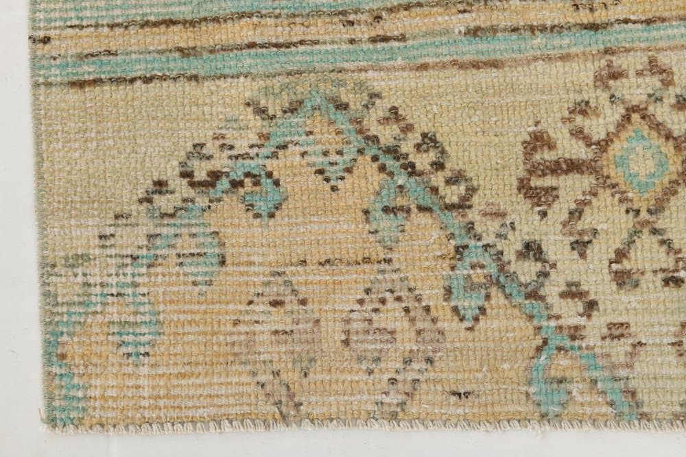 Chodnik 289x80 cm, beżowy, turkusowy, wełna, Turcja, lata 70. - 221764