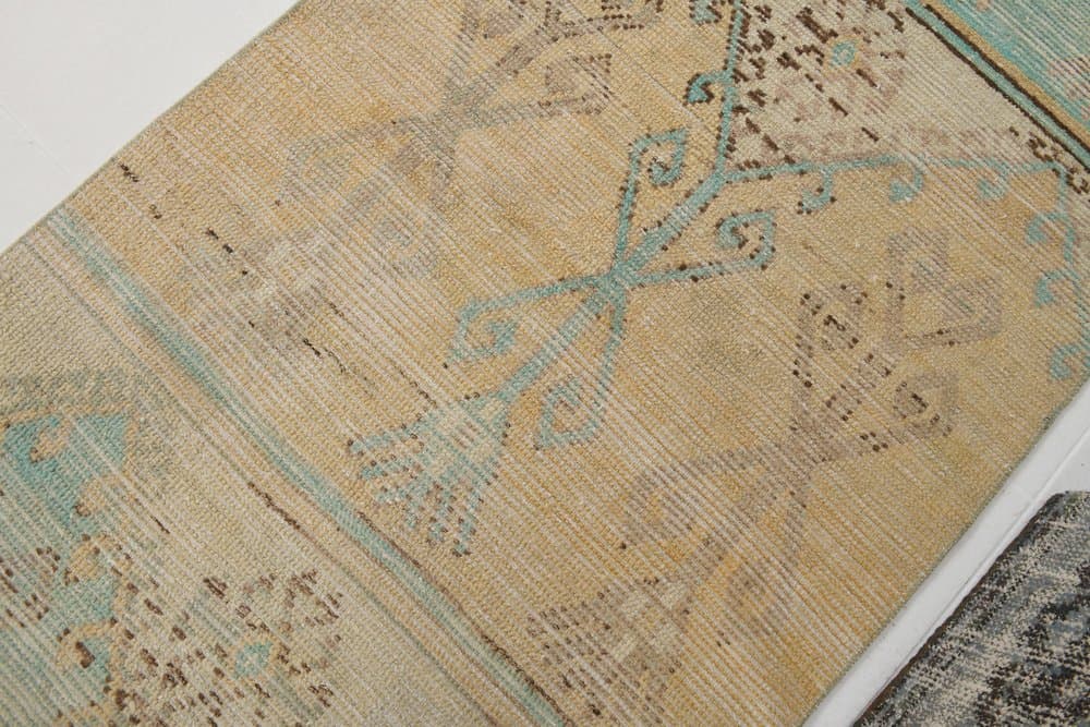 Chodnik 289x80 cm, beżowy, turkusowy, wełna, Turcja, lata 70. - 221760