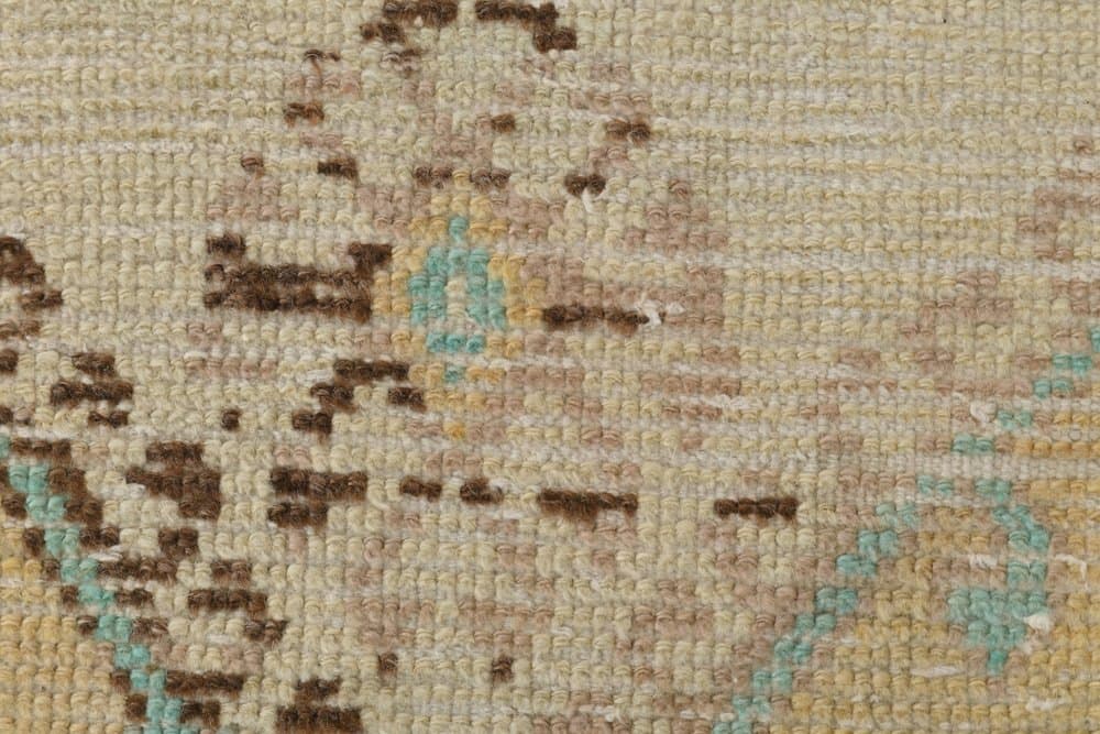 Chodnik 289x80 cm, beżowy, turkusowy, wełna, Turcja, lata 70. - 221762