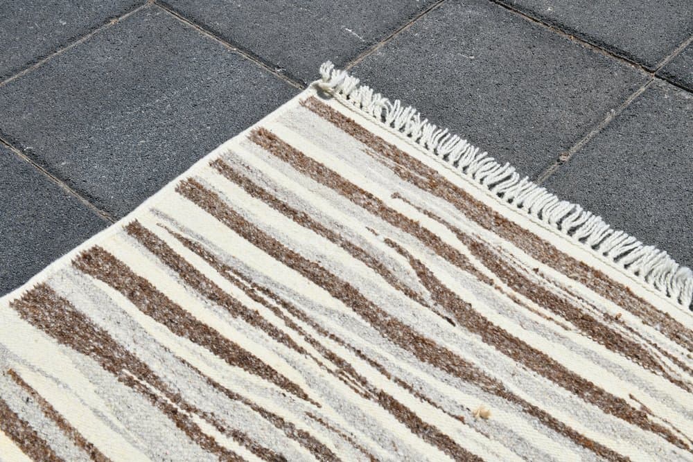 Kilim 418x285 cm, beżowy, brązowy, wełna, Turcja, lata 70. - 221752