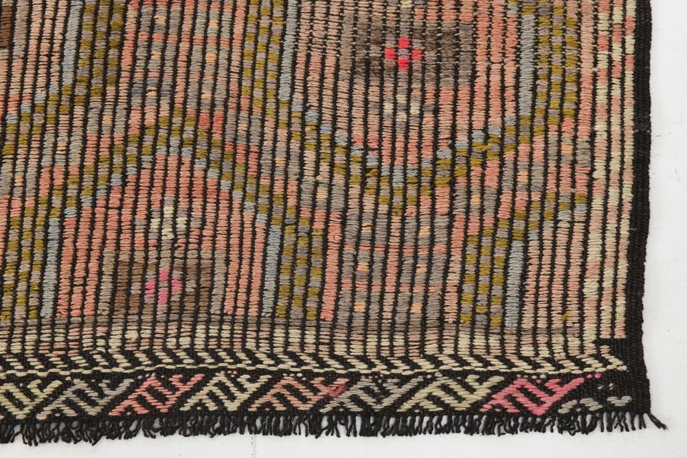 Kilim 290x182 cm, brązowy, czarny, wełna, Turcja, lata 60. - 221718