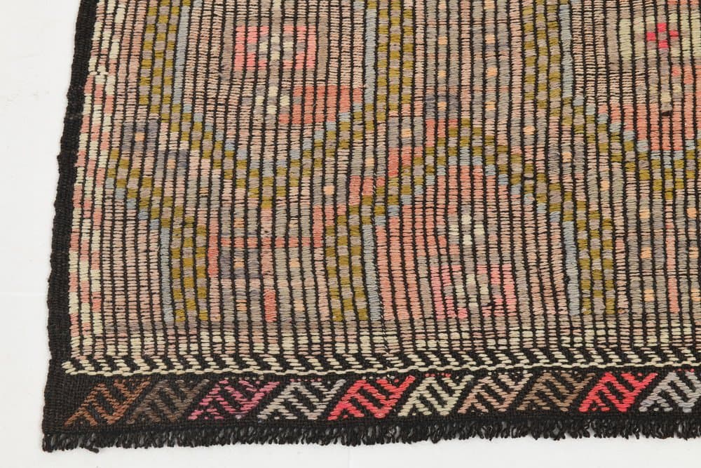 Kilim 290x182 cm, brązowy, czarny, wełna, Turcja, lata 60. - 221717