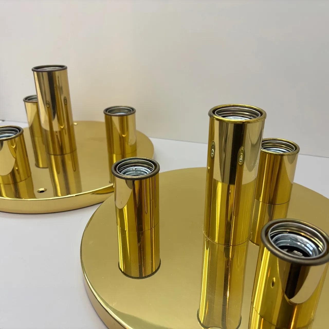 Mosiężna para plafonów ścienno-sufitowych, TZ Schmitz, Niemcy, lata 70. - 16081