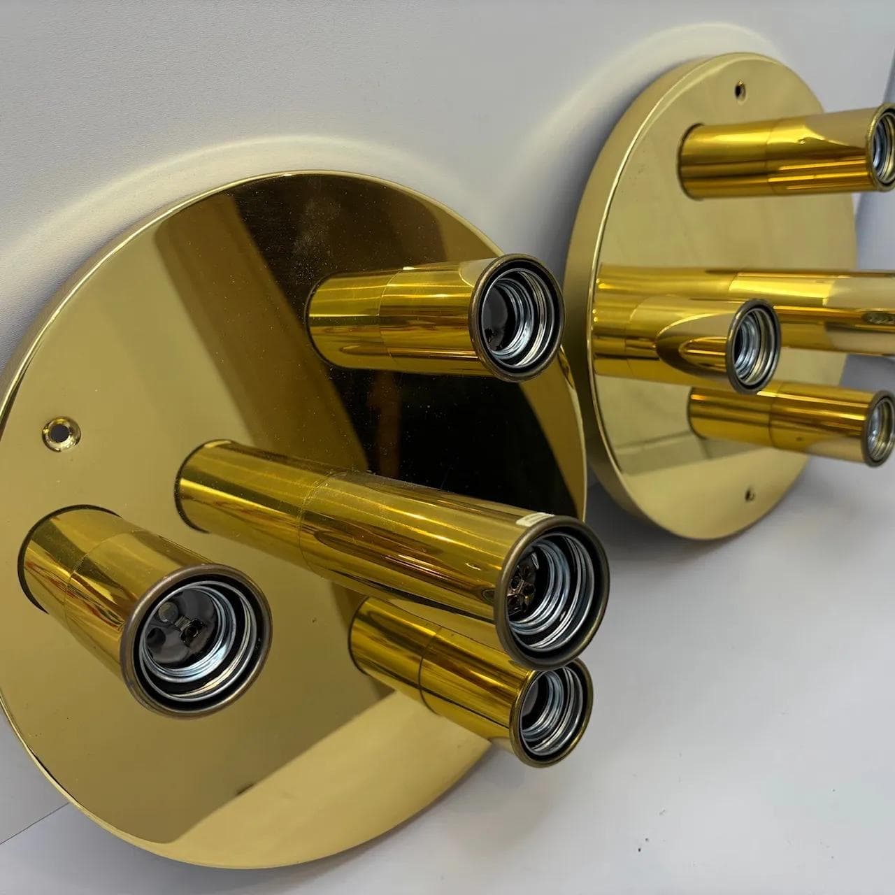 Mosiężna para plafonów ścienno-sufitowych, TZ Schmitz, Niemcy, lata 70. - 16082