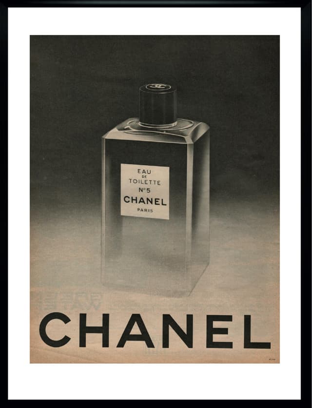Plakat reklamowy CHANEL No 5, 30x40 cm, czarny, Francja, lata 60. - WYMIARY