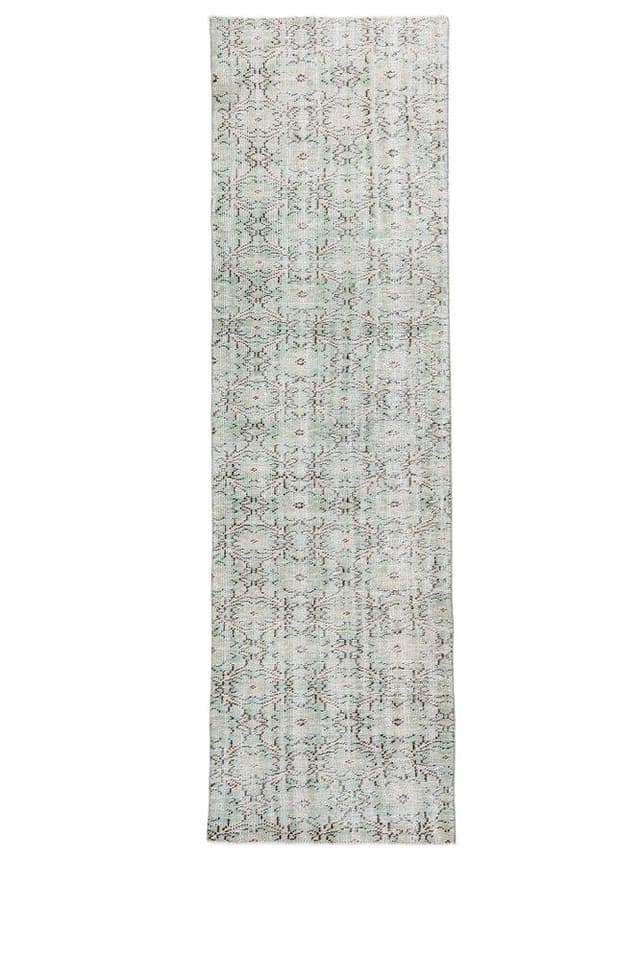 Chodnik 81x275 cm, turkusowy, beżowy, wełna, Turcja, lata 60. - WYMIARY