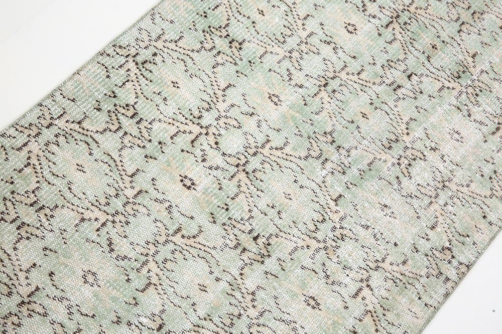 Chodnik 81x275 cm, turkusowy, beżowy, wełna, Turcja, lata 60. - 221605