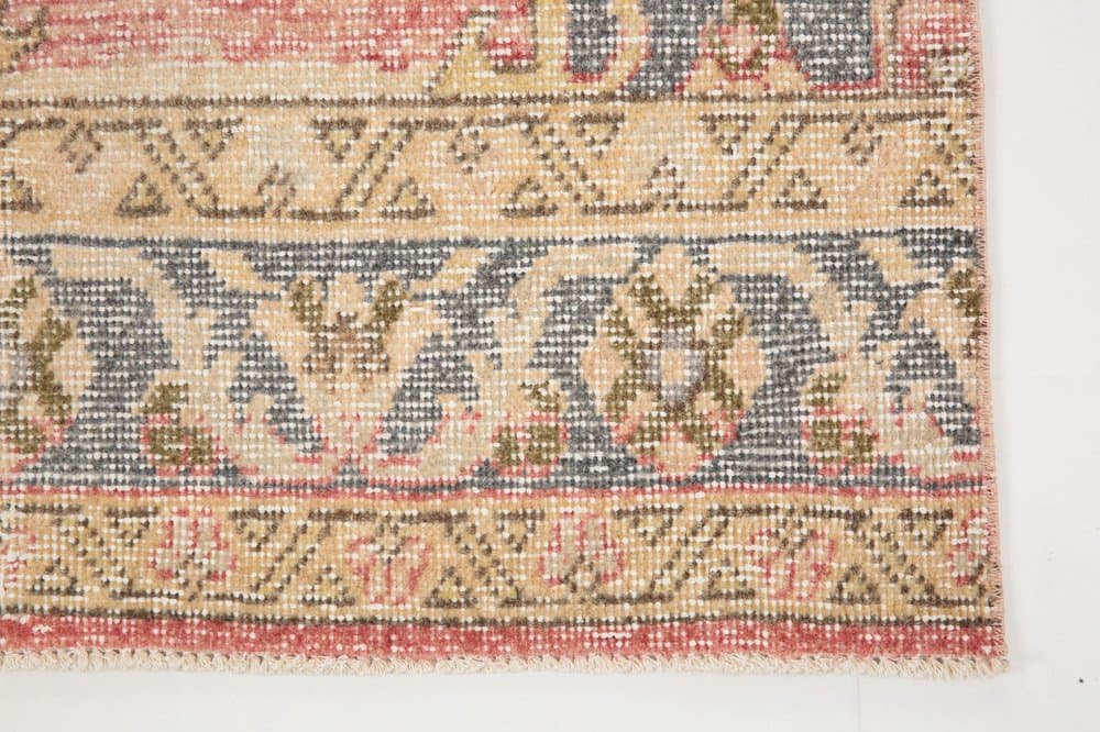 Runner Rug 86x376 cm, pink, wool, Turkey, 1960s - 221596