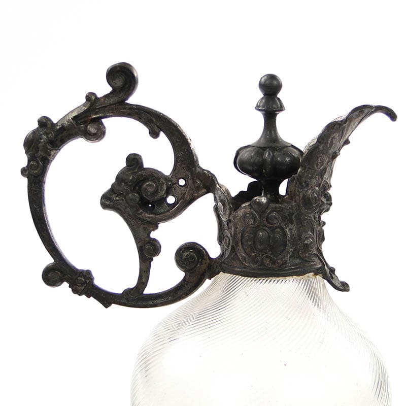 Karafka secesyjna, szkło transparentne, cyna, WMF, Niemcy, XIX w. - 221567