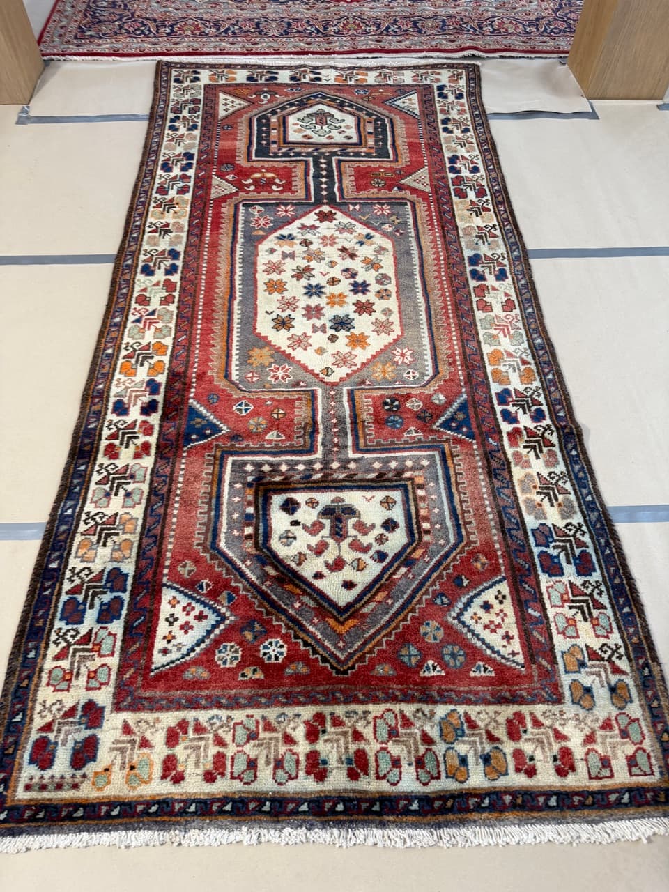 Dywan chodnik Hamadan 300x135 cm, czerwony, wełna, Iran - 222042