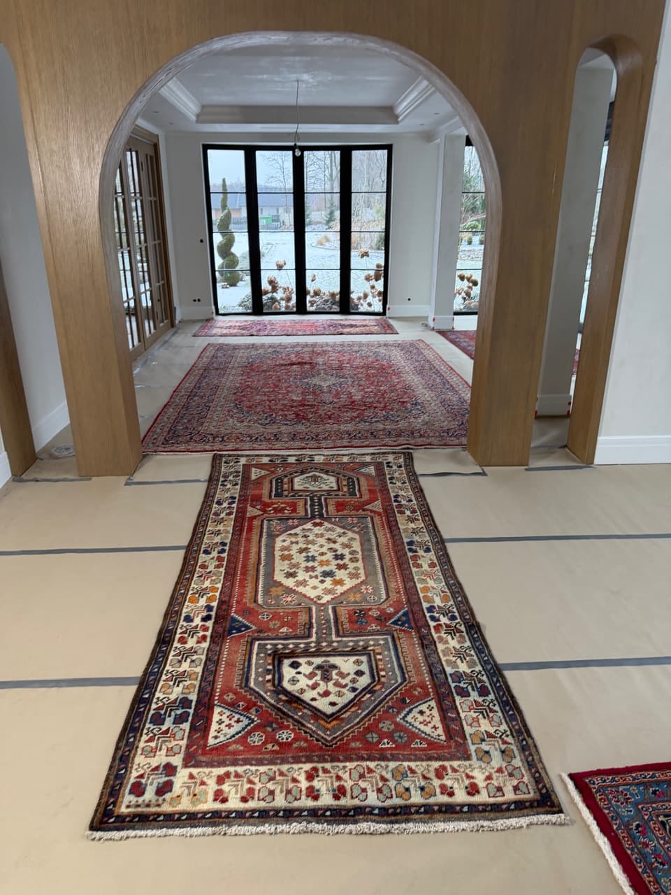 Dywan chodnik Hamadan 300x135 cm, czerwony, wełna, Iran - 222040