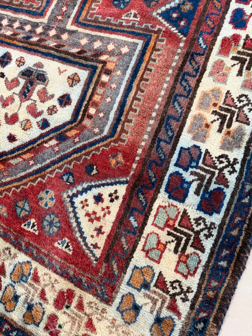 Dywan chodnik Hamadan 300x135 cm, czerwony, wełna, Iran - 222034