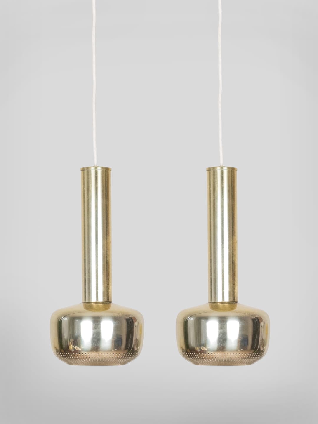 Pair of pendant lamps Vitrika, gold, metal, Vitrika, Denmark, 1980s. - 222079