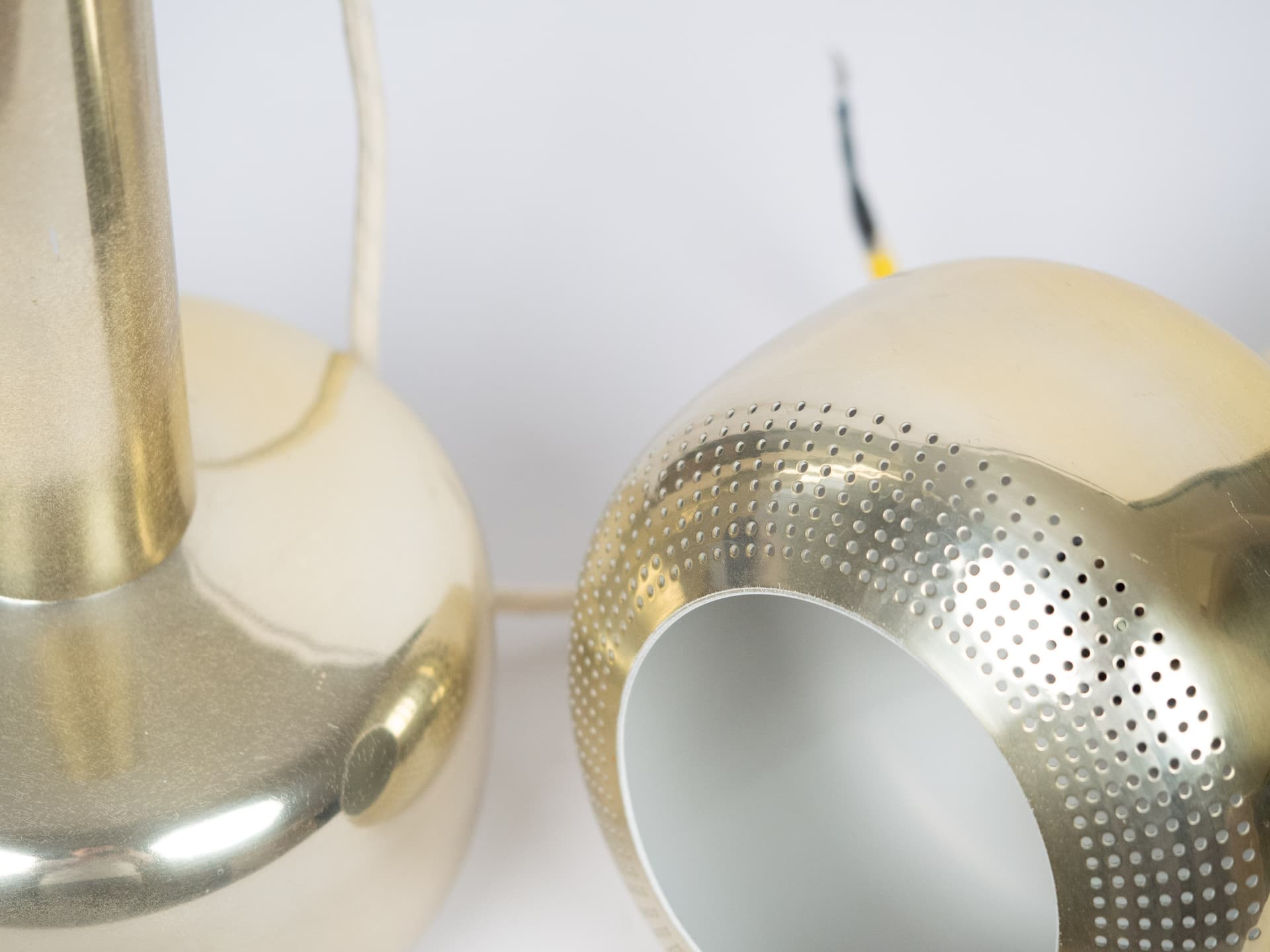 Pair of pendant lamps Vitrika, gold, metal, Vitrika, Denmark, 1980s. - 222089