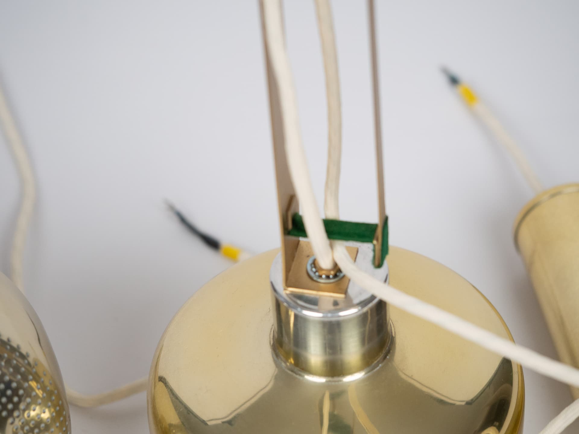 Pair of pendant lamps Vitrika, gold, metal, Vitrika, Denmark, 1980s. - 222088