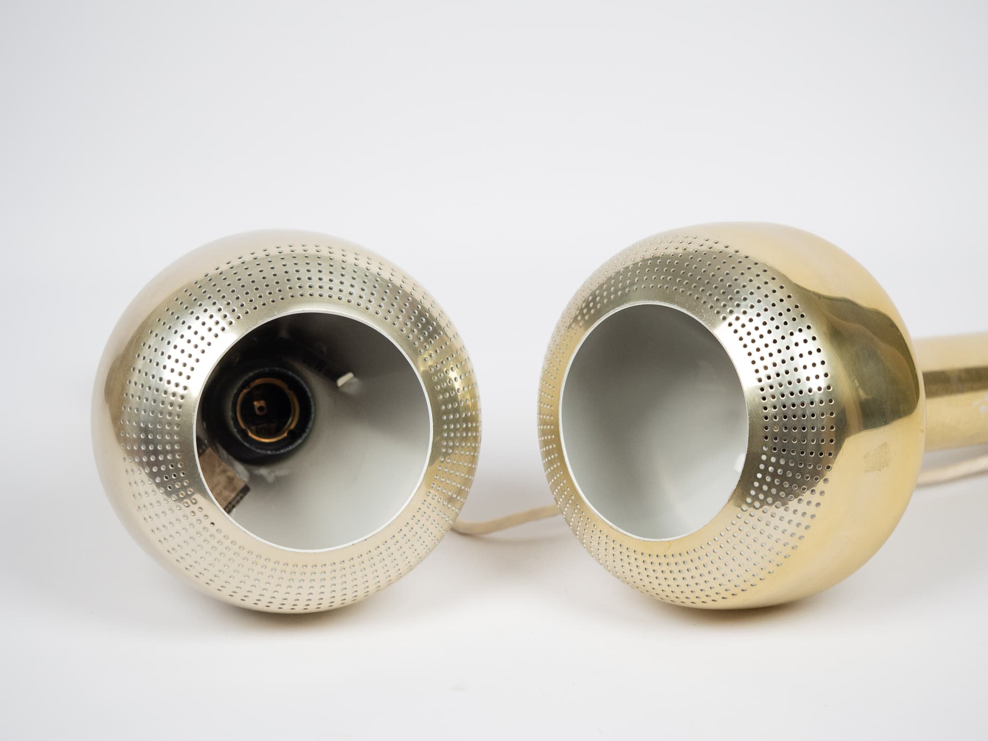 Pair of pendant lamps Vitrika, gold, metal, Vitrika, Denmark, 1980s. - 222086