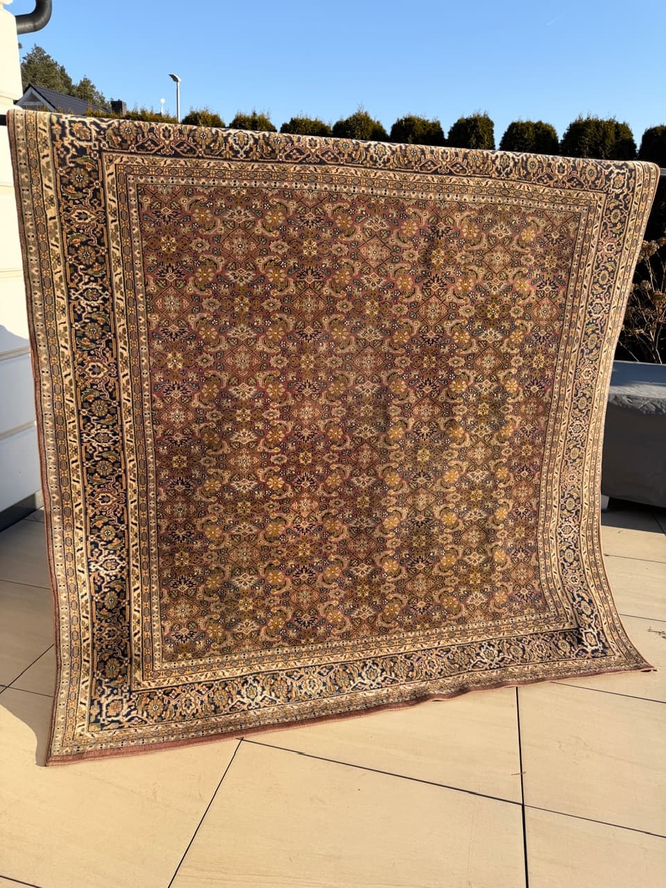 Dywan perski Indo Bidjar 230x230 cm, czerwony, wełna, Indie, lata 90. - 222116