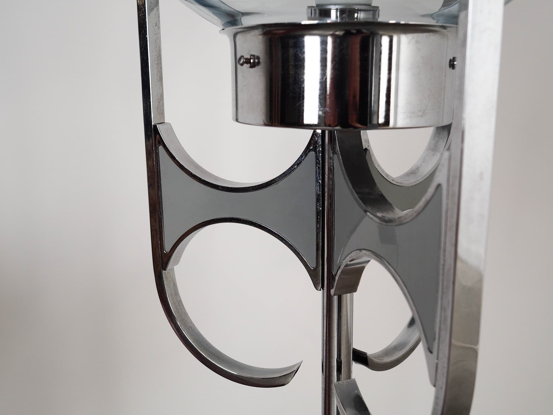 Floor lamp, Murano glass milky white, silver metal, Italy, 1970s. - 222244