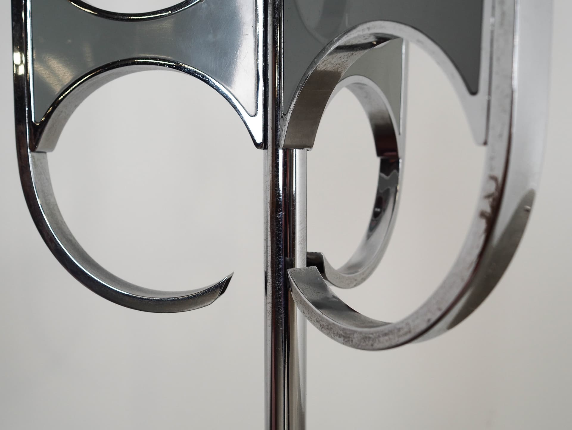 Floor lamp, Murano glass milky white, silver metal, Italy, 1970s. - 222243