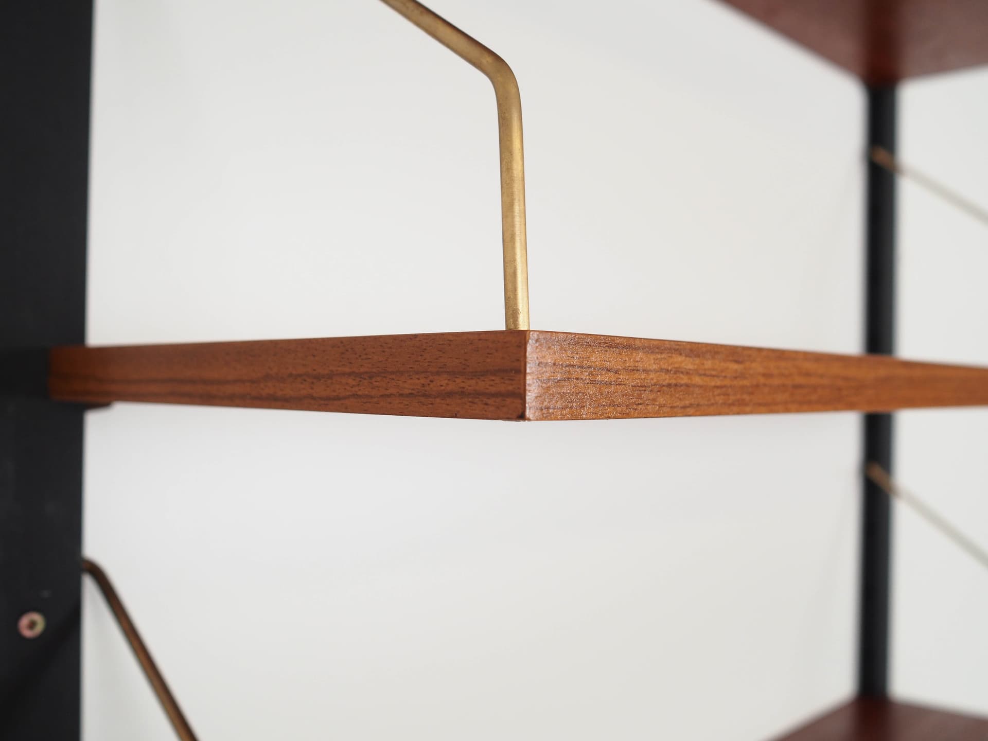 Regał systemowy, brązowy, teak, metal, szkło, Dania, lata 60. - 222334