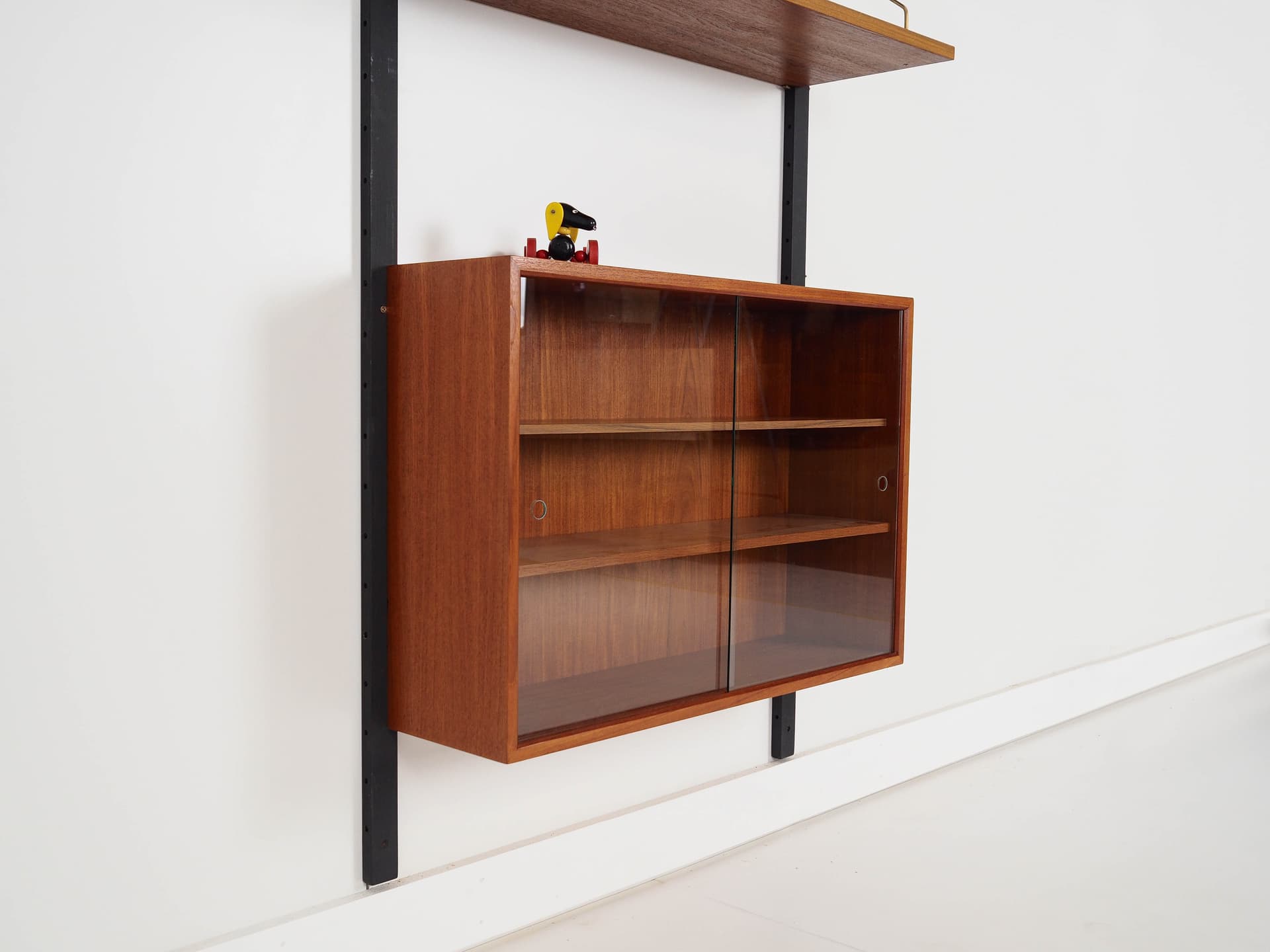 Regał systemowy, brązowy, teak, metal, szkło, Dania, lata 60. - 222328