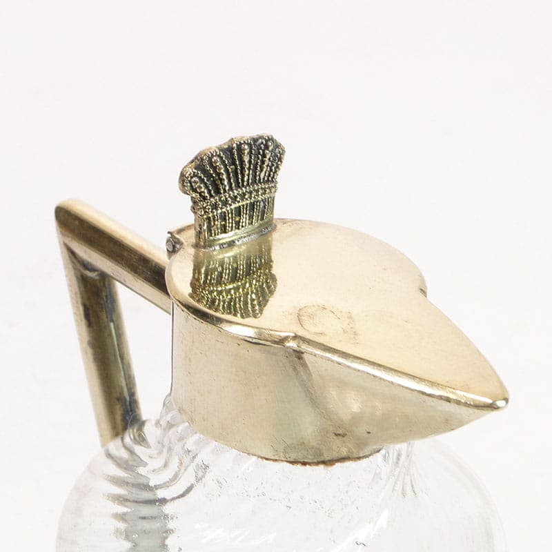 Art Nouveau cruet, transparent glass, brass, early 20th c. - 222337
