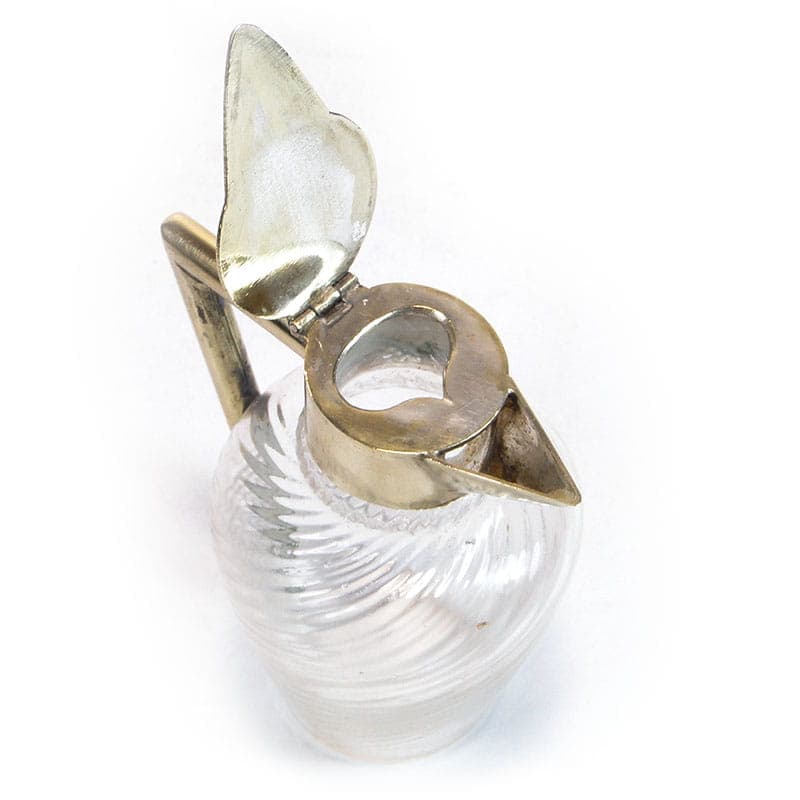 Art Nouveau cruet, transparent glass, brass, early 20th c. - 222338