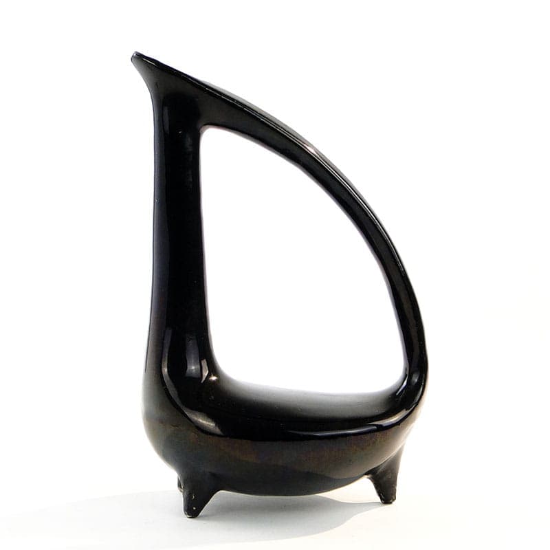 Jug Dinozaur, black ceramics, by B. Książek, Poland, 1960s. - 222364