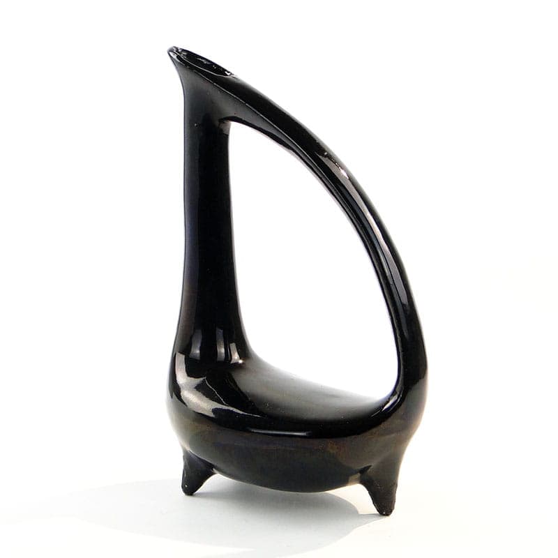 Jug Dinozaur, black ceramics, by B. Książek, Poland, 1960s. - 222359