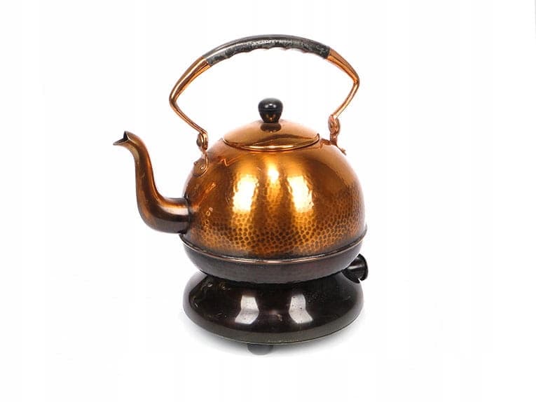 Dzbanek elektryczny Art déco, miedź brązowy, bakelit ciemnobrązowy, Niemcy, lata 30. - 222367