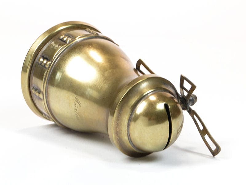 Skarbonka wiatrak, mosiądz złoty, Belgia, początek XX w. - 222402