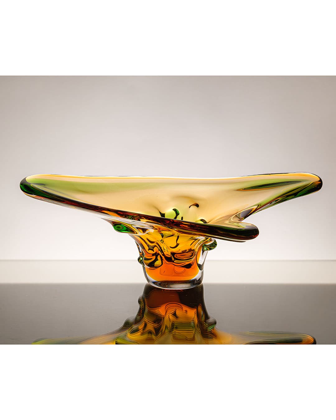 Platter, multicolor glass, by F. Zemek, Czechoslovakia, 1970s. - 222424