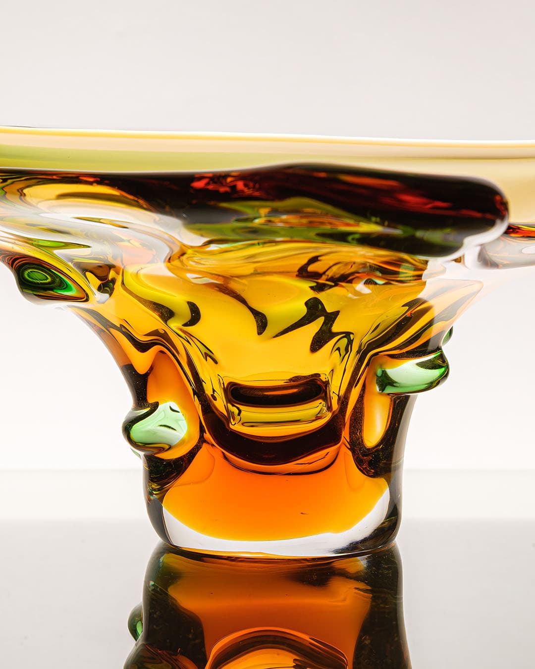 Platter, multicolor glass, by F. Zemek, Czechoslovakia, 1970s. - 222427