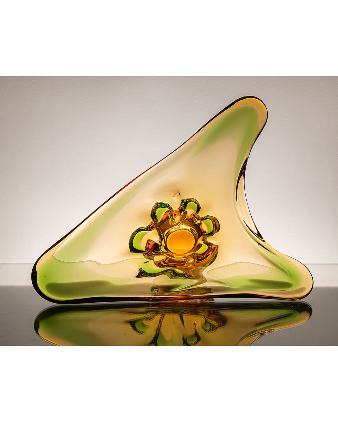 Platter, multicolor glass, by F. Zemek, Czechoslovakia, 1970s. - 222422