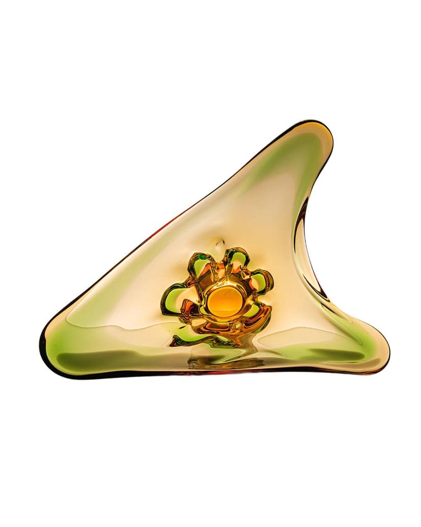 Platter, multicolor glass, by F. Zemek, Czechoslovakia, 1970s.