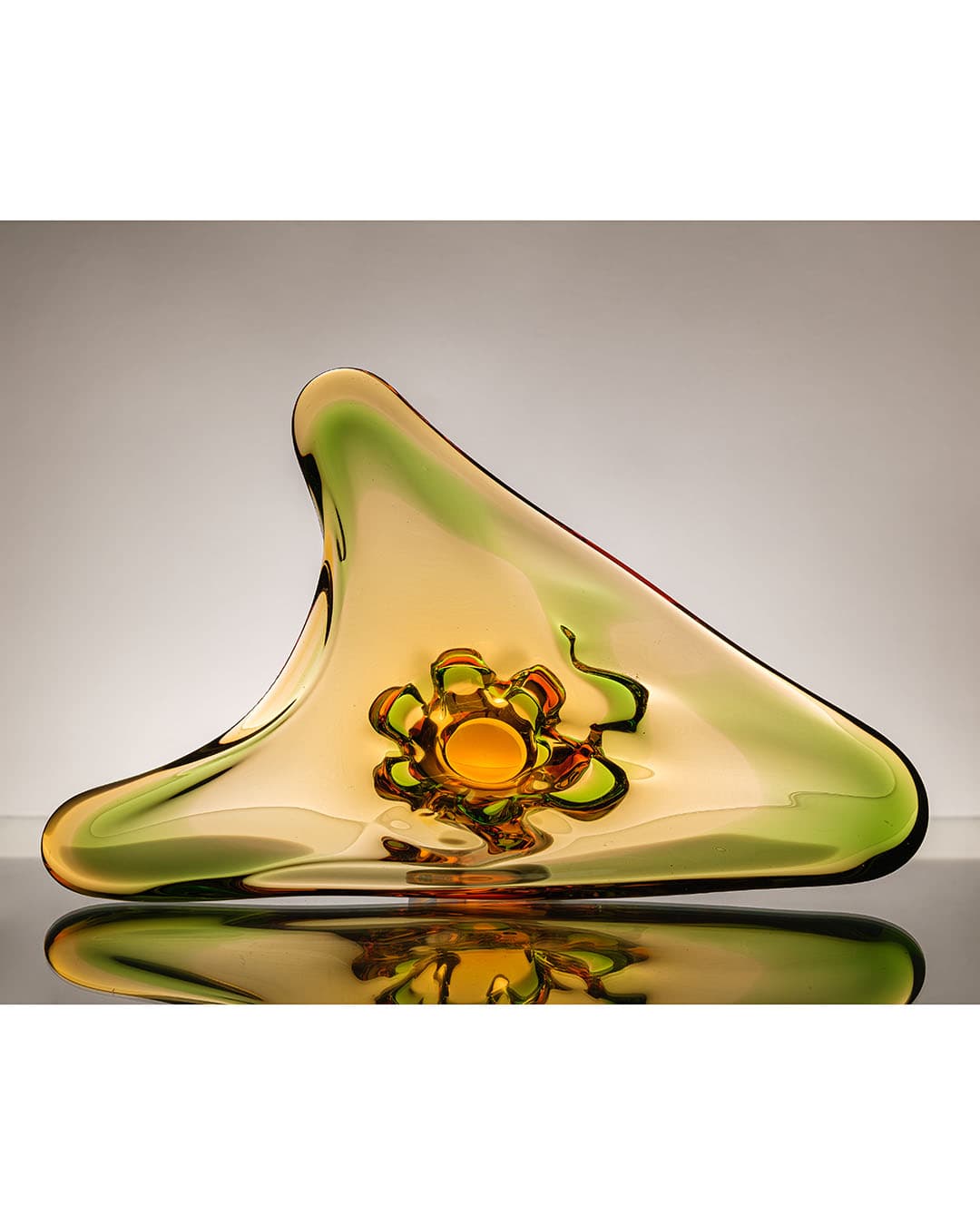 Platter, multicolor glass, by F. Zemek, Czechoslovakia, 1970s. - 222426