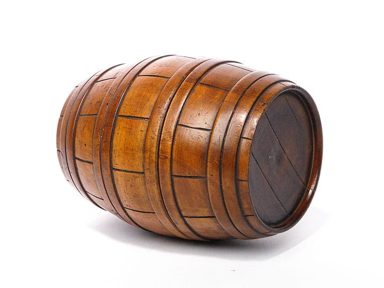 Skarbonka beczka, Biedermeier, orzech brązowy, Polska, XIX wiek - 222437