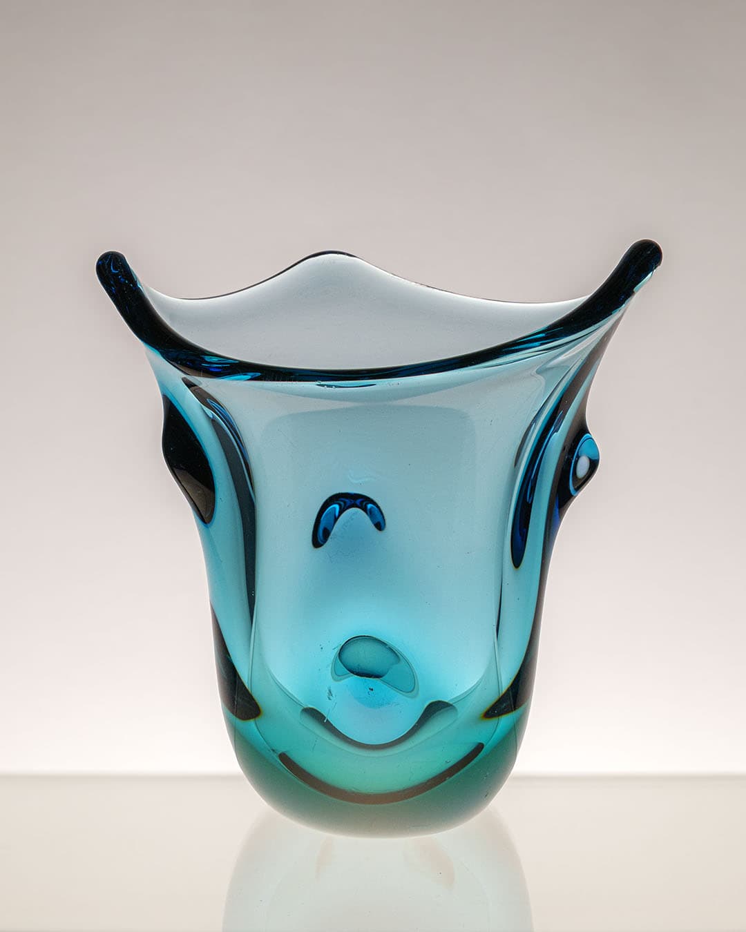 Wazon, turkusowy, szkło, Czechosłowacja, lata 70. - 222454