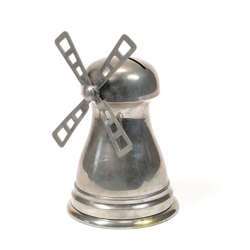 Skarbonka wiatrak, srebrny, mosiądz, Holandia, początek XX w.