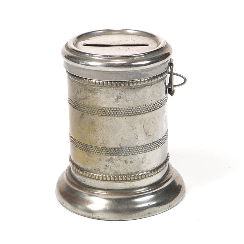 Skarbonka secesyjna, srebrny mosiądz, Europa Zachodnia, początek XX w. - 222511