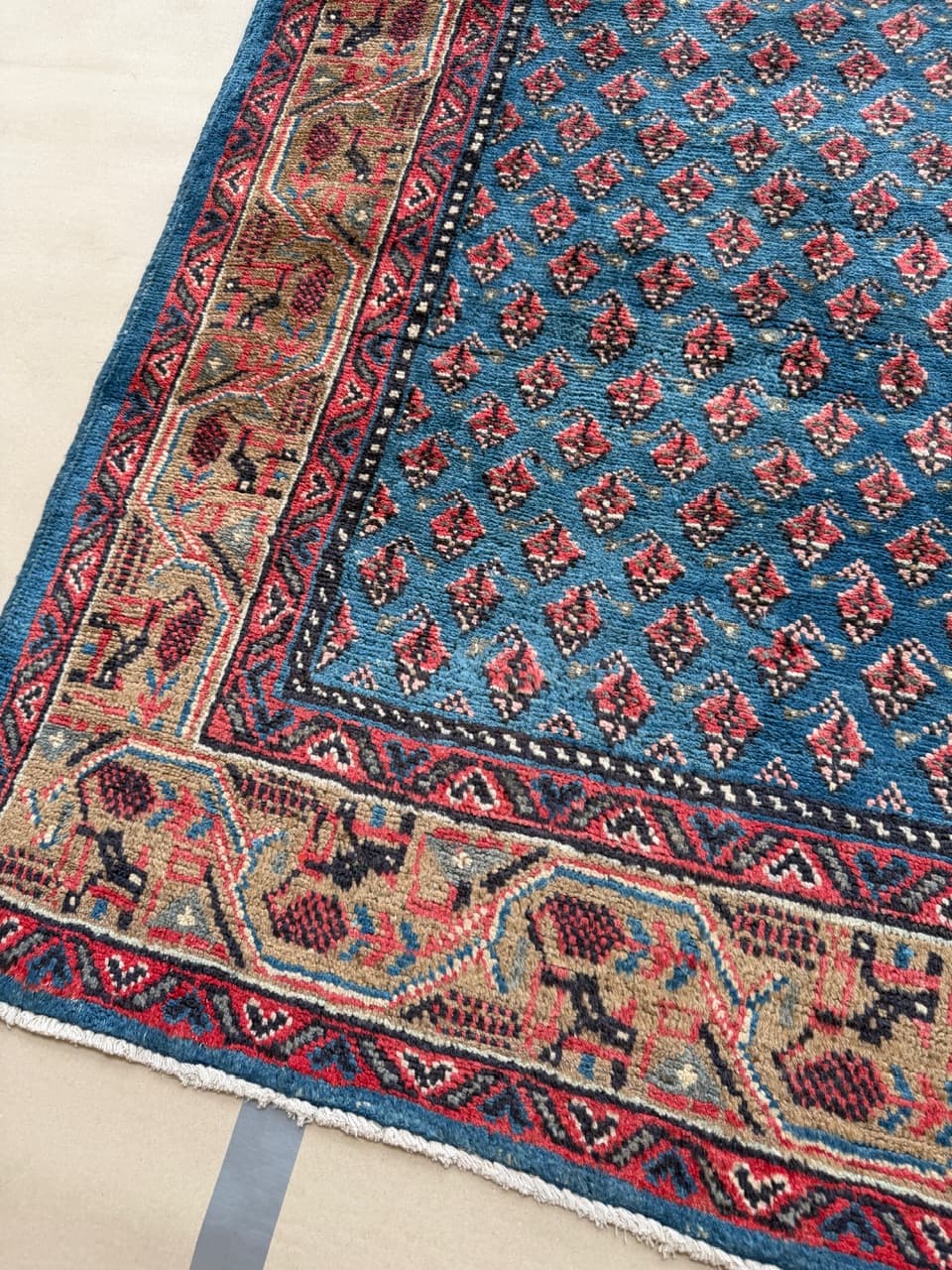 Dywan chodnik Keshan 310x120 cm, niebieski, wełna, Iran - 222546