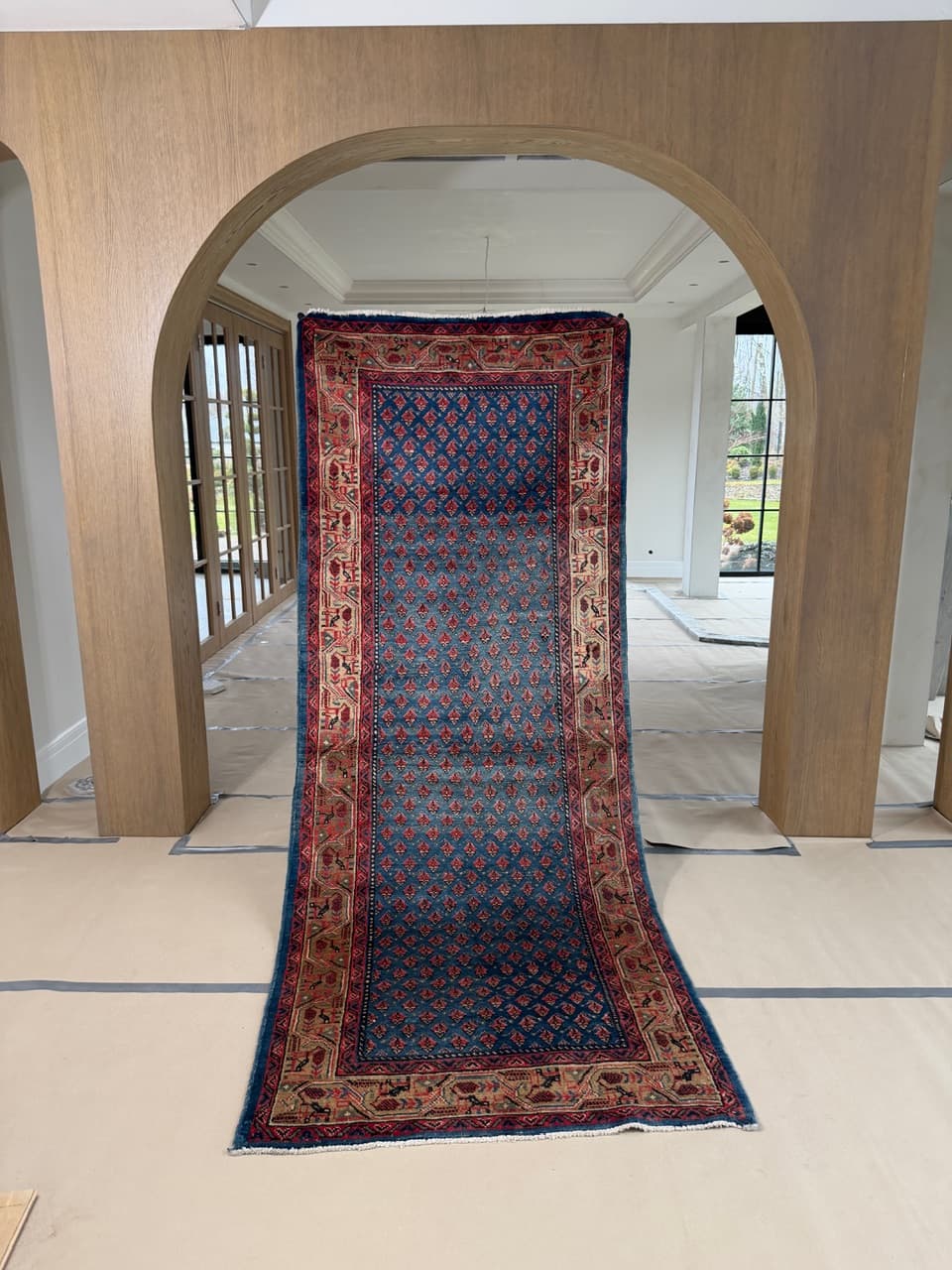 Dywan chodnik Keshan 310x120 cm, niebieski, wełna, Iran - 222545