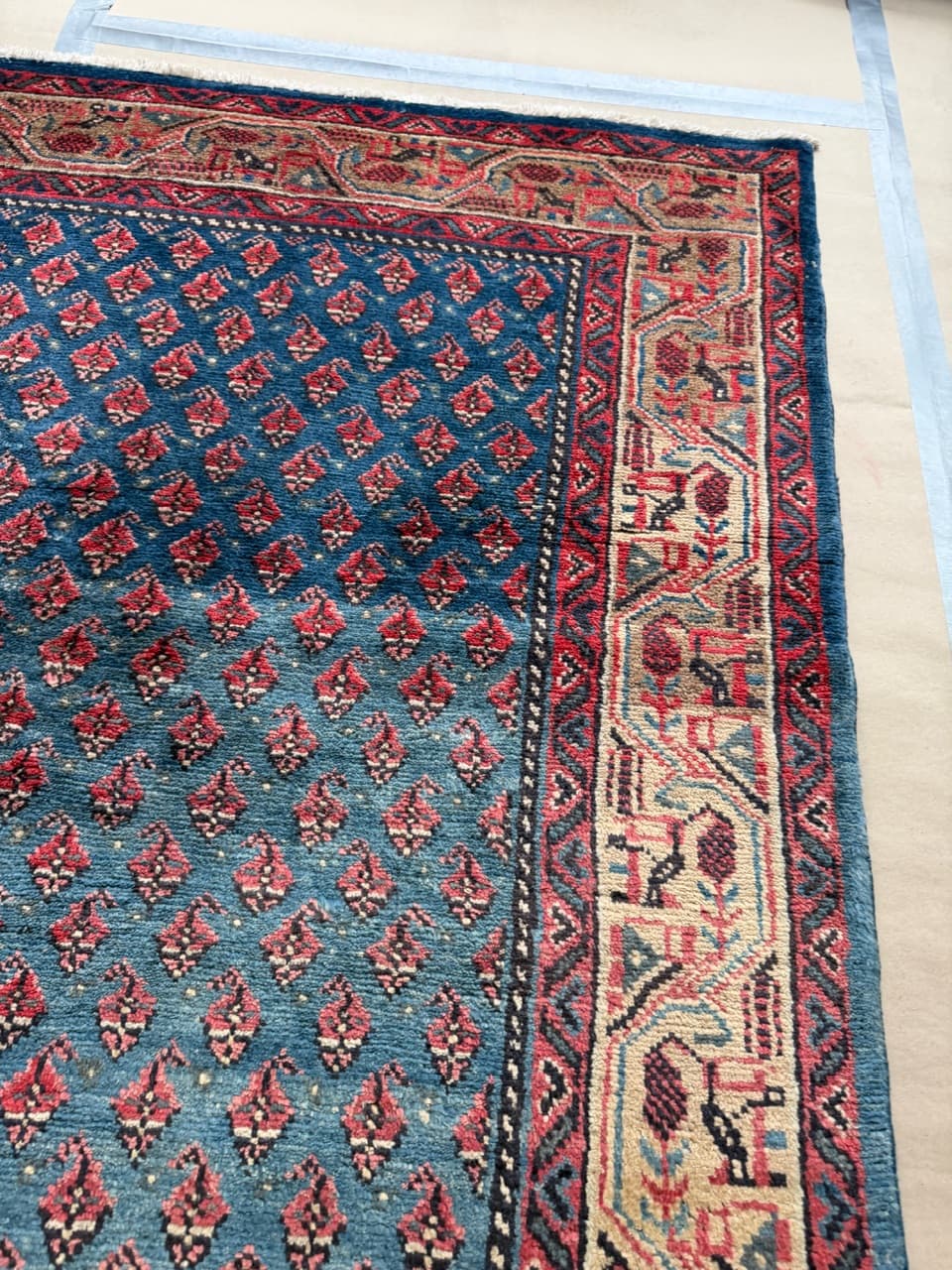 Dywan chodnik Keshan 310x120 cm, niebieski, wełna, Iran - 222544