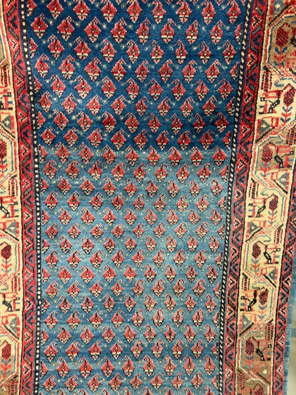 Dywan chodnik Keshan 310x120 cm, niebieski, wełna, Iran - 222540