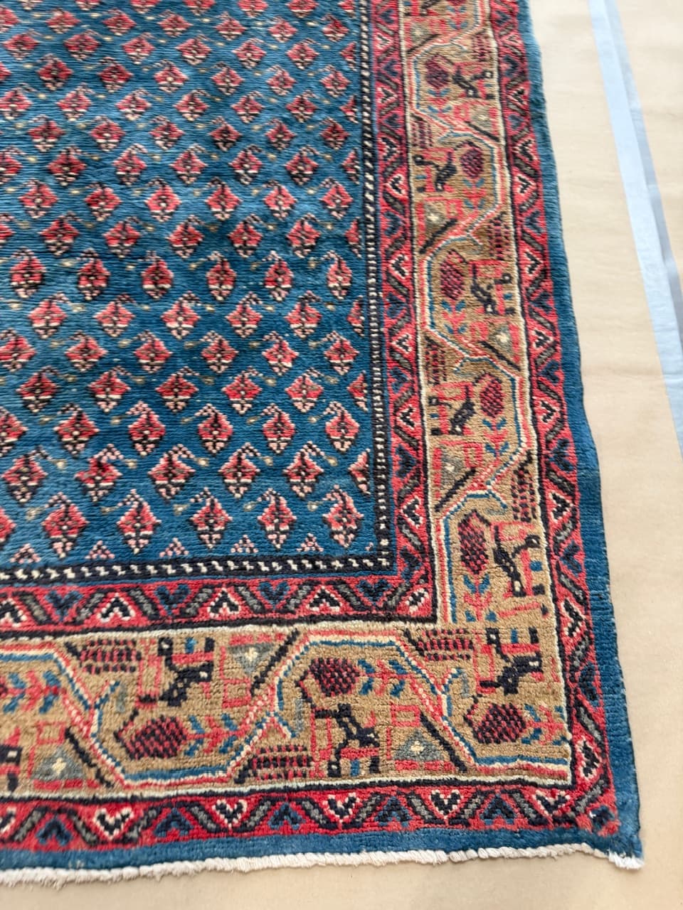 Dywan chodnik Keshan 310x120 cm, niebieski, wełna, Iran - 222534