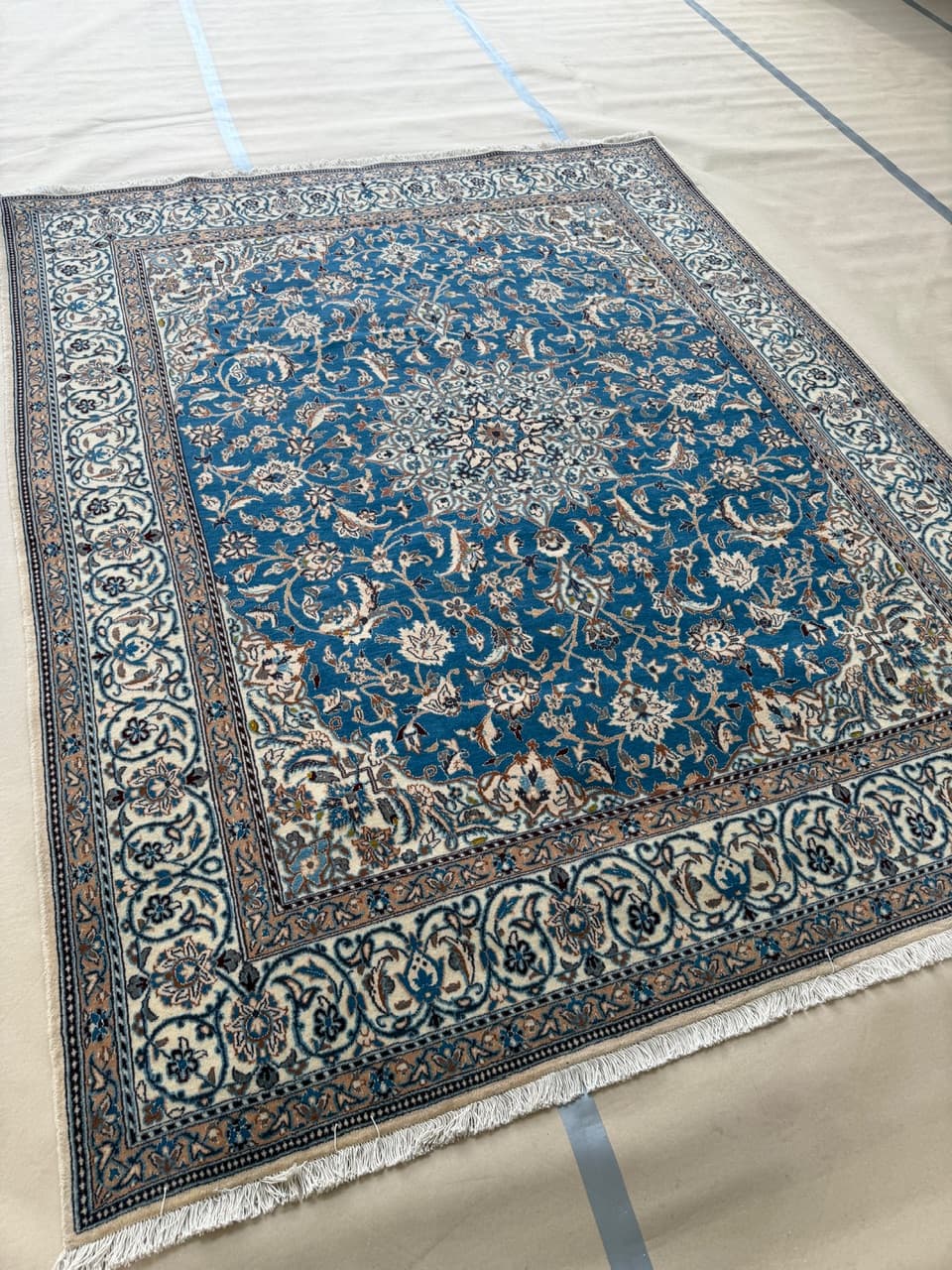 Dywan perski Nain 250x200 cm, niebieski, wełna z jedwabiem, Iran - 222610