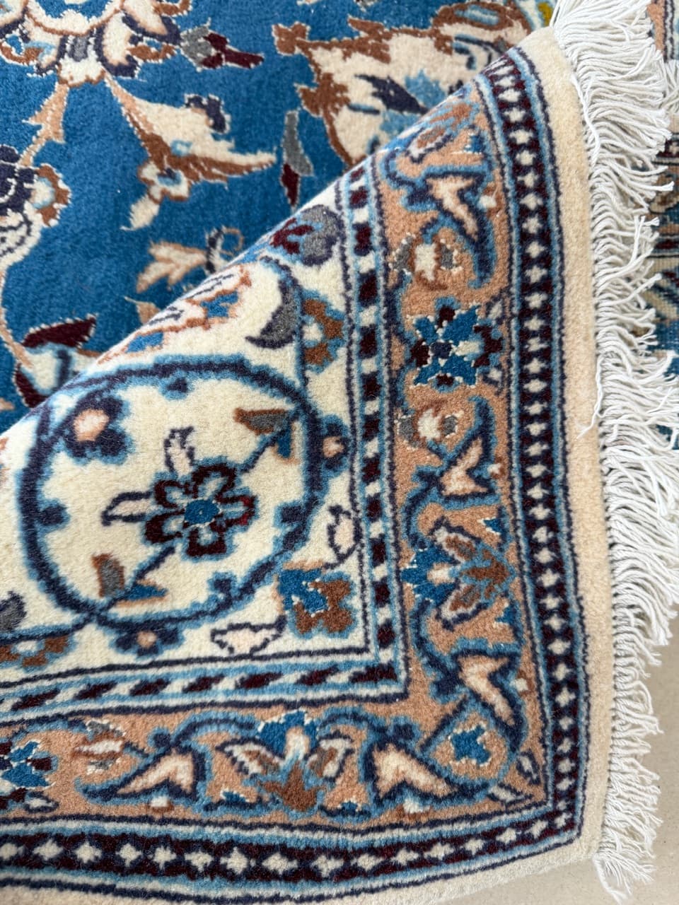 Dywan perski Nain 250x200 cm, niebieski, wełna z jedwabiem, Iran - 222614