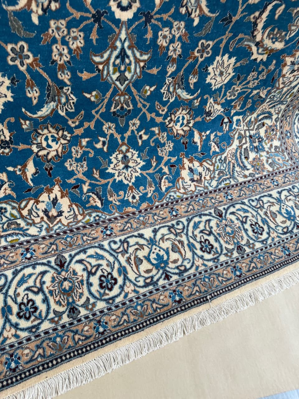 Dywan perski Nain 250x200 cm, niebieski, wełna z jedwabiem, Iran - 222620