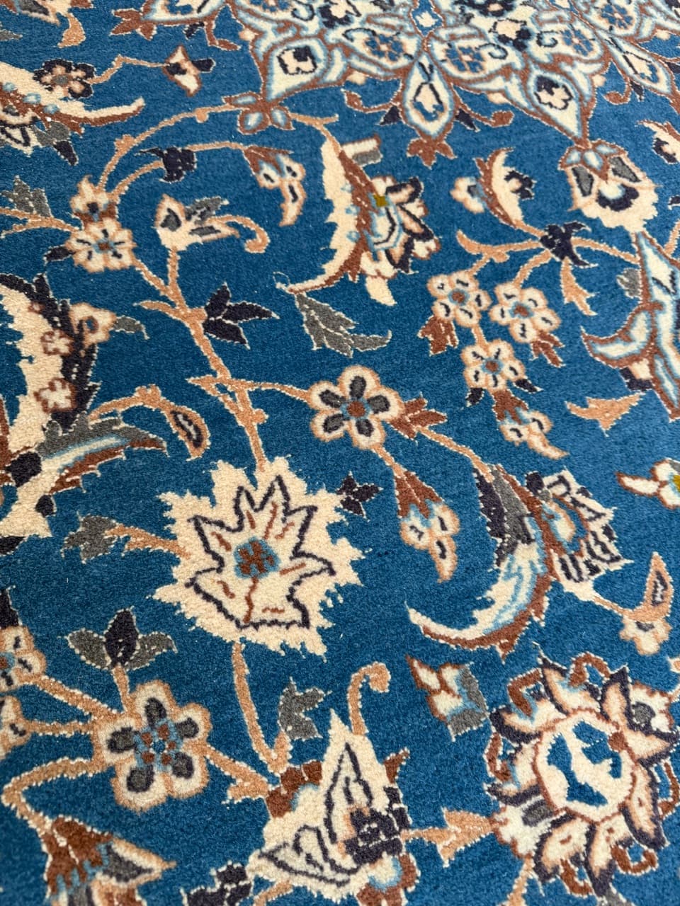 Dywan perski Nain 250x200 cm, niebieski, wełna z jedwabiem, Iran - 222608